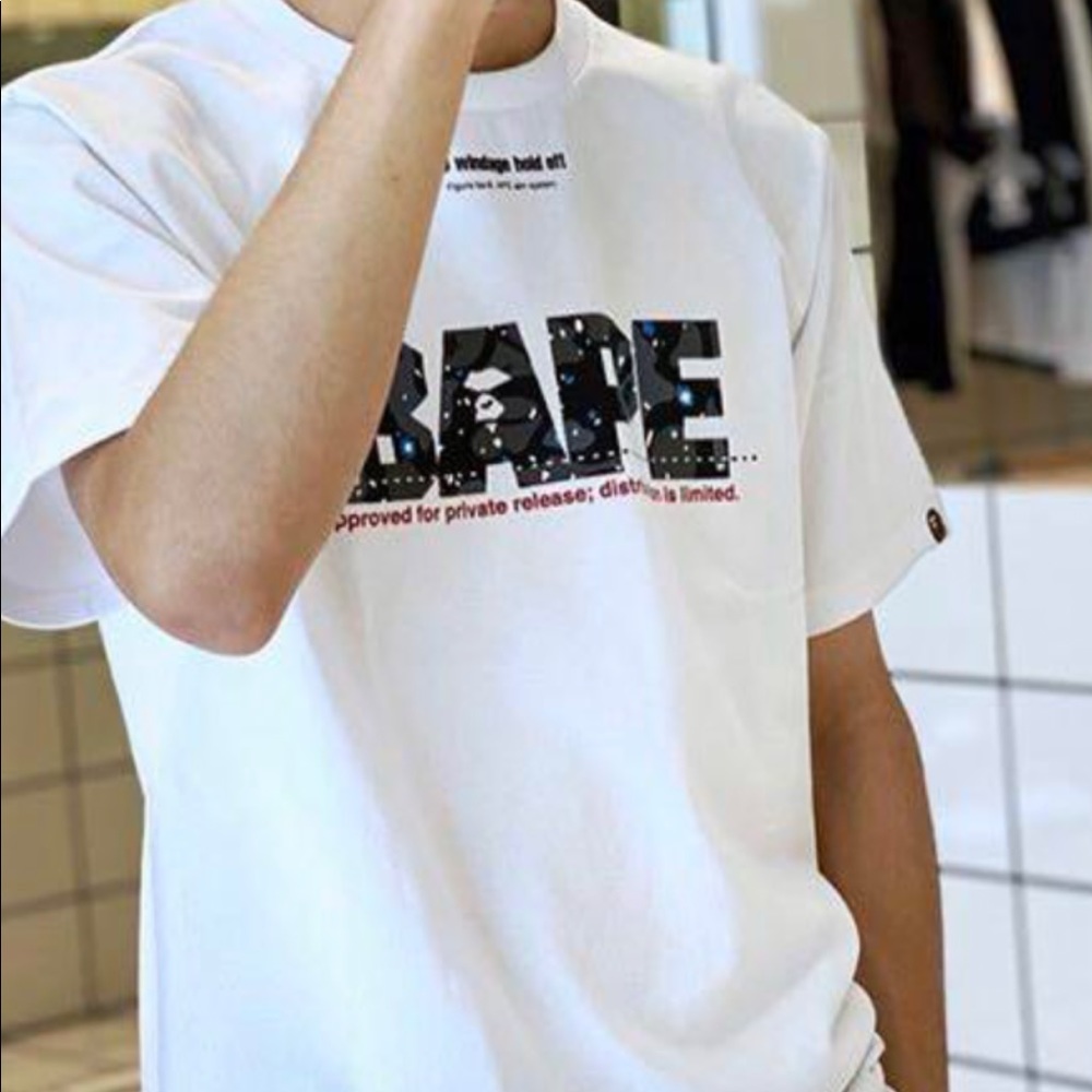 Bape white T-Shirt space Camo hunting Private Rel.